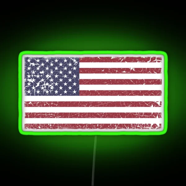 Vintage Look Stars And Stripes American Flag RGB Neon Sign