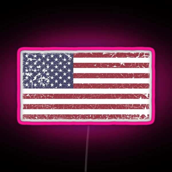 Vintage Look Stars And Stripes American Flag RGB Neon Sign