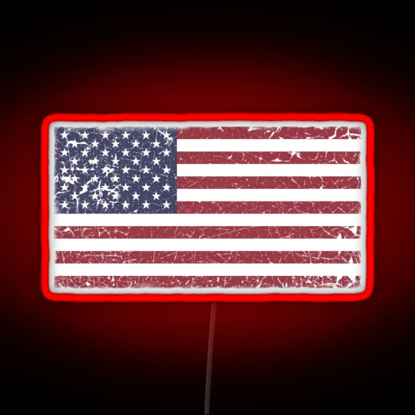 Vintage Look Stars And Stripes American Flag RGB Neon Sign