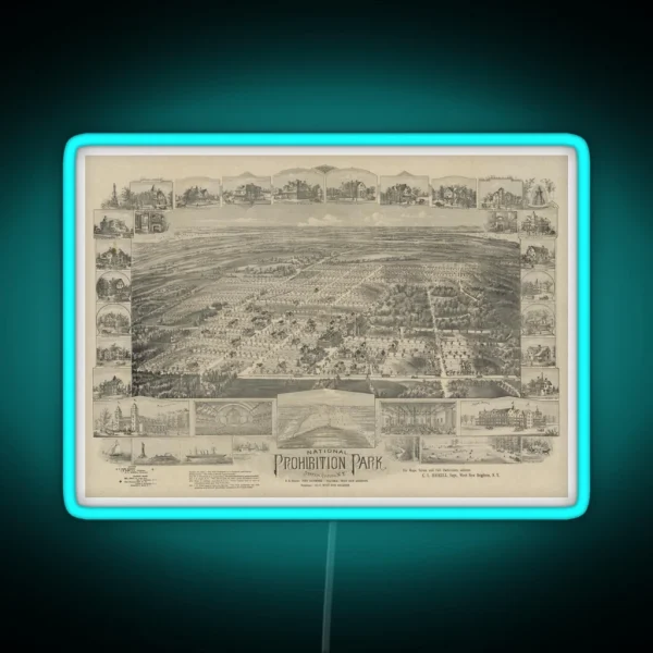 Vintage Map Of Prohibition Park 1898 RGB Neon Sign
