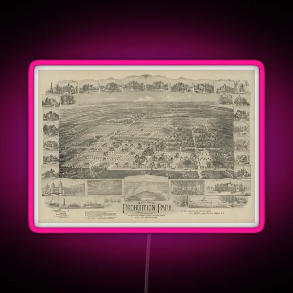 Vintage Map Of Prohibition Park 1898 RGB Neon Sign