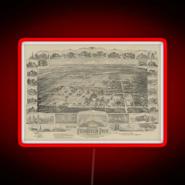 Vintage Map Of Prohibition Park 1898 RGB Neon Sign