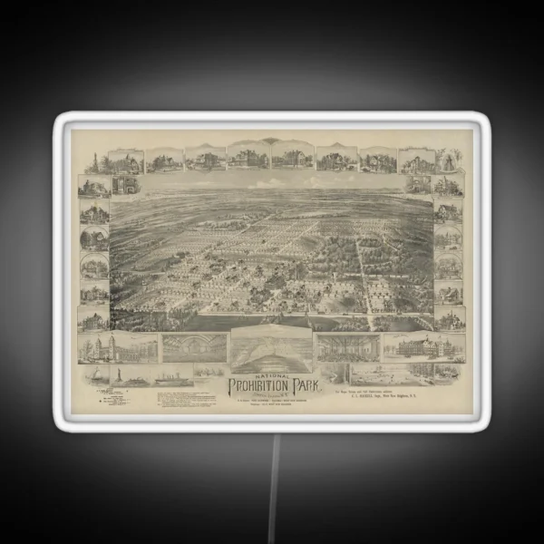 Vintage Map Of Prohibition Park 1898 RGB Neon Sign