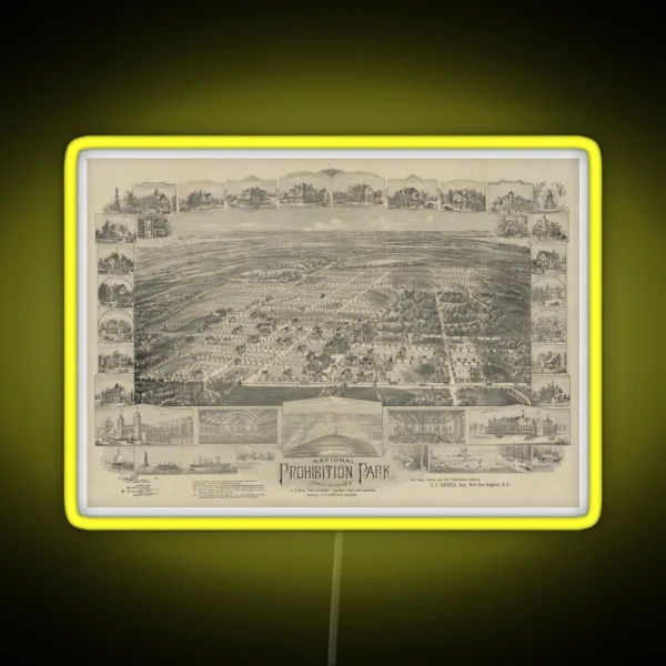 Vintage Map Of Prohibition Park 1898 RGB Neon Sign