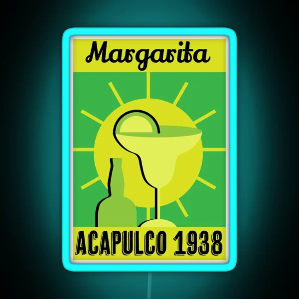 Vintage Margarita Cocktails Retro Drink Art Glasses RGB Neon Sign