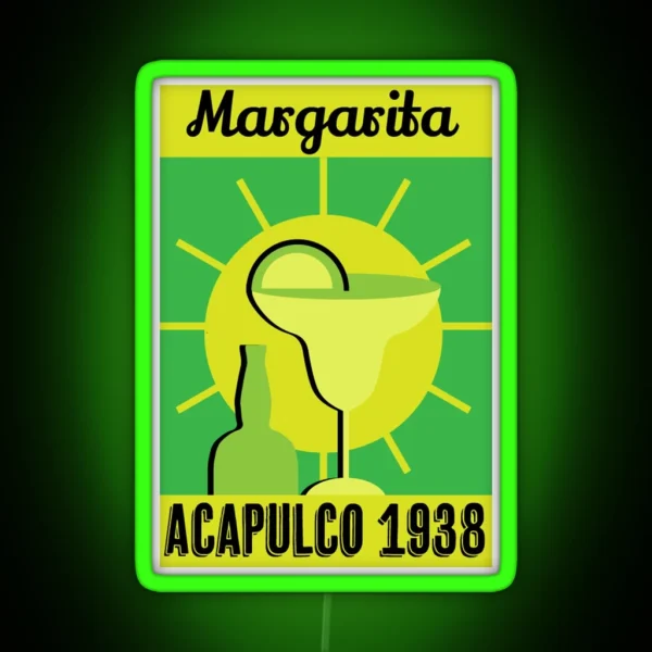 Vintage Margarita Cocktails Retro Drink Art Glasses RGB Neon Sign