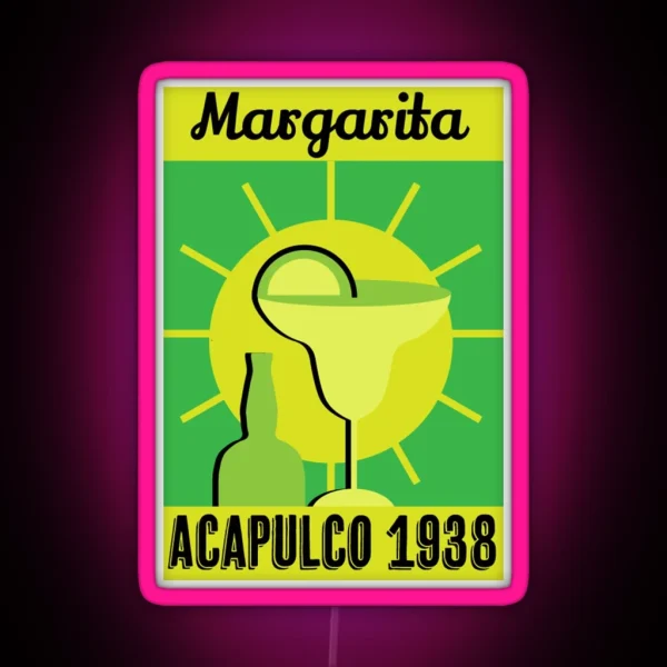 Vintage Margarita Cocktails Retro Drink Art Glasses RGB Neon Sign