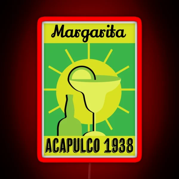 Vintage Margarita Cocktails Retro Drink Art Glasses RGB Neon Sign