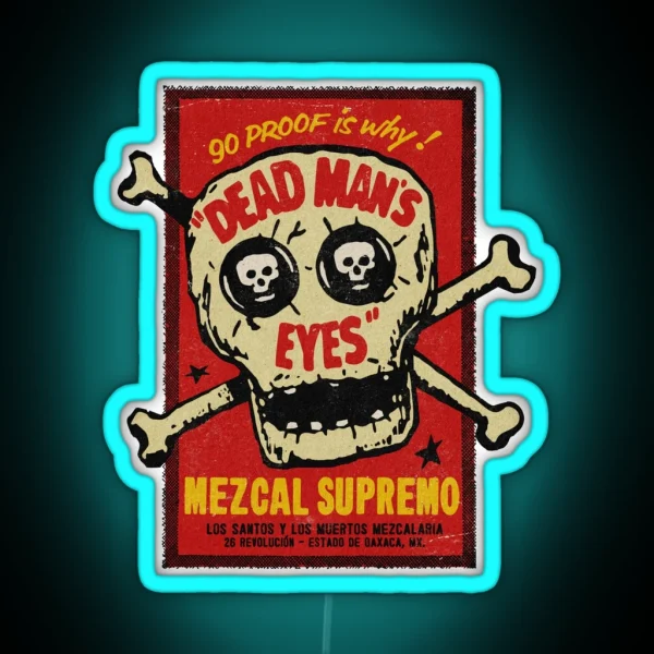 Vintage Mexican Calavera Mezcal RGB Neon Sign