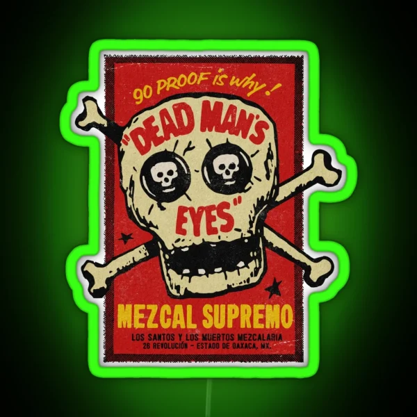 Vintage Mexican Calavera Mezcal RGB Neon Sign