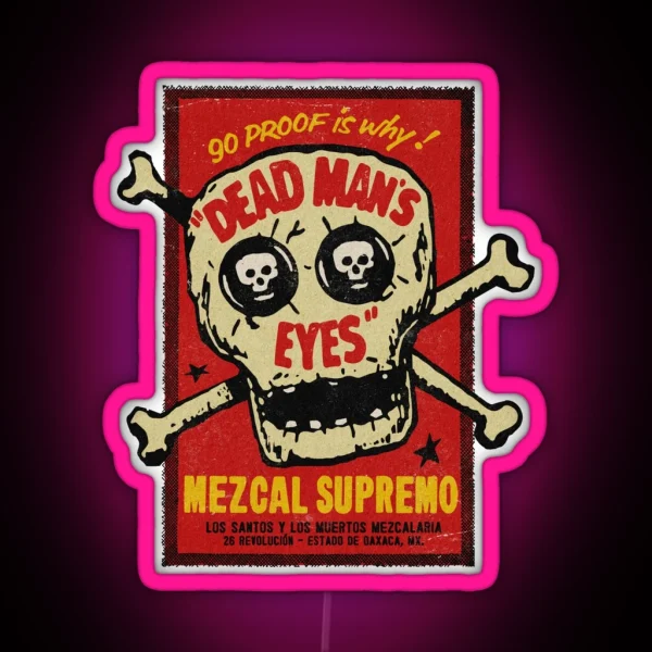 Vintage Mexican Calavera Mezcal RGB Neon Sign