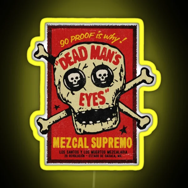 Vintage Mexican Calavera Mezcal RGB Neon Sign