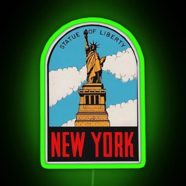 Vintage New York Statue Of Liberty Travel Decal RGB Neon Sign