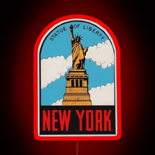 Vintage New York Statue Of Liberty Travel Decal RGB Neon Sign