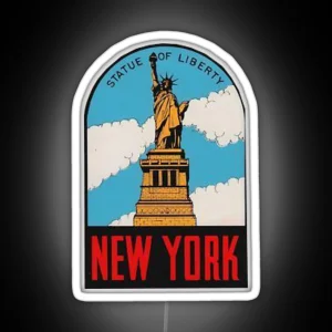 Vintage New York Statue Of Liberty Travel Decal RGB Neon Sign