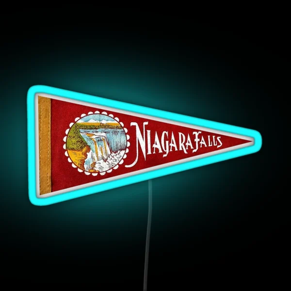 Vintage Niagra Falls Travel Souvenir Pennant RGB Neon Sign