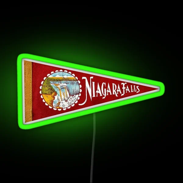 Vintage Niagra Falls Travel Souvenir Pennant RGB Neon Sign