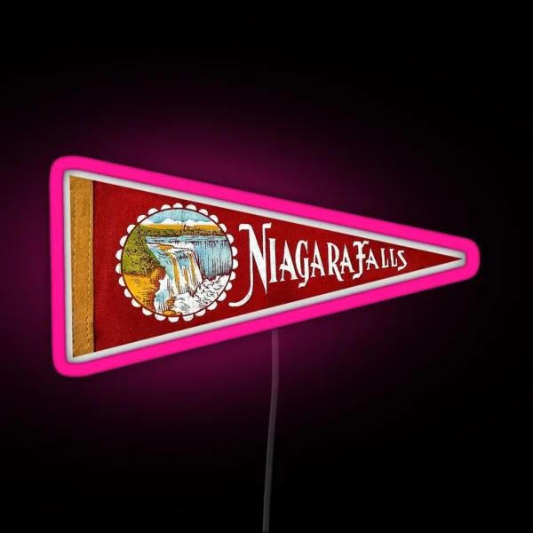 Vintage Niagra Falls Travel Souvenir Pennant RGB Neon Sign