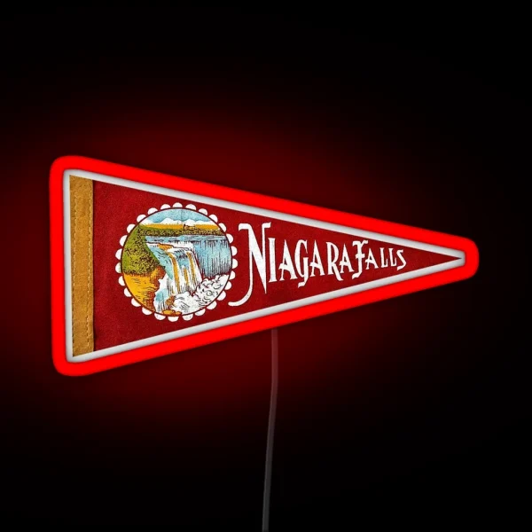 Vintage Niagra Falls Travel Souvenir Pennant RGB Neon Sign