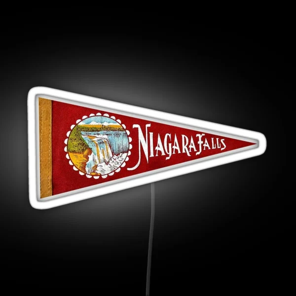 Vintage Niagra Falls Travel Souvenir Pennant RGB Neon Sign