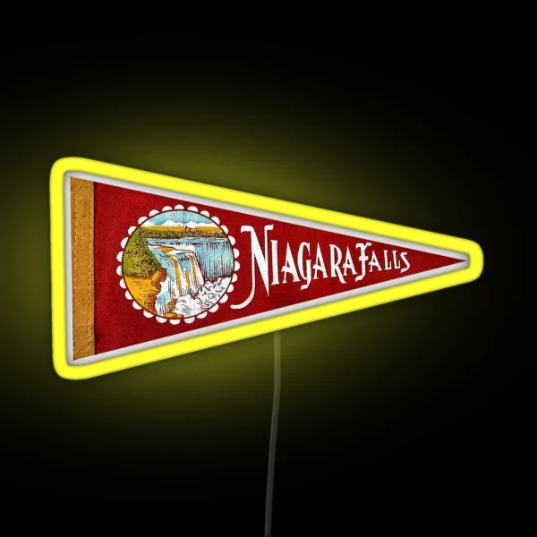 Vintage Niagra Falls Travel Souvenir Pennant RGB Neon Sign