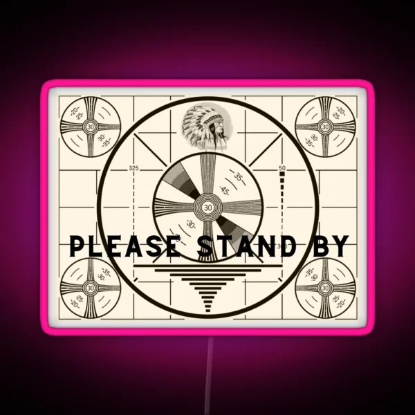Vintage Old TV Indian Head Test Pattern Please Stand By RGB Neon Sign