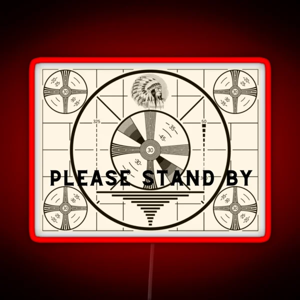 Vintage Old TV Indian Head Test Pattern Please Stand By RGB Neon Sign