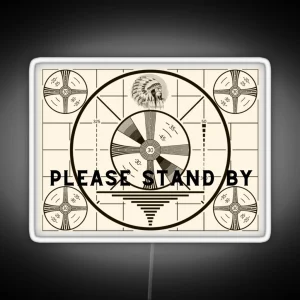 Vintage Old TV Indian Head Test Pattern Please Stand By RGB Neon Sign