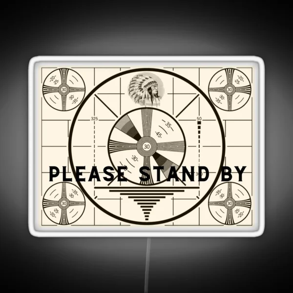 Vintage Old TV Indian Head Test Pattern Please Stand By RGB Neon Sign
