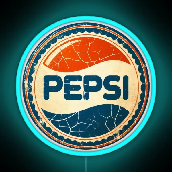 Vintage Pepsi Logo Cracked And Weather Worn Vector Art RGB Neon Sign