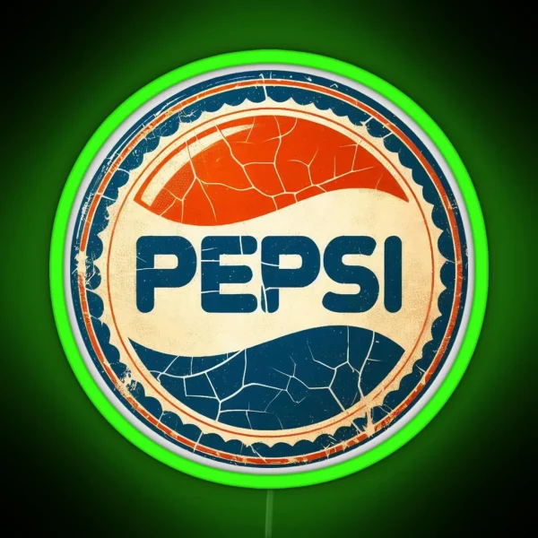 Vintage Pepsi Logo Cracked And Weather Worn Vector Art RGB Neon Sign