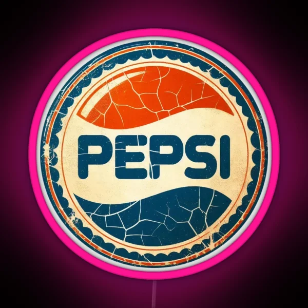 Vintage Pepsi Logo Cracked And Weather Worn Vector Art RGB Neon Sign
