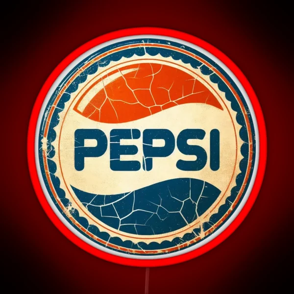 Vintage Pepsi Logo Cracked And Weather Worn Vector Art RGB Neon Sign