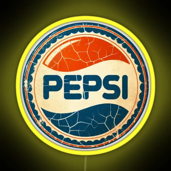 Vintage Pepsi Logo Cracked And Weather Worn Vector Art RGB Neon Sign