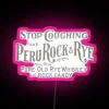 Vintage Neon Sign with Retro Peru Rock Candy and Whiskey Accents