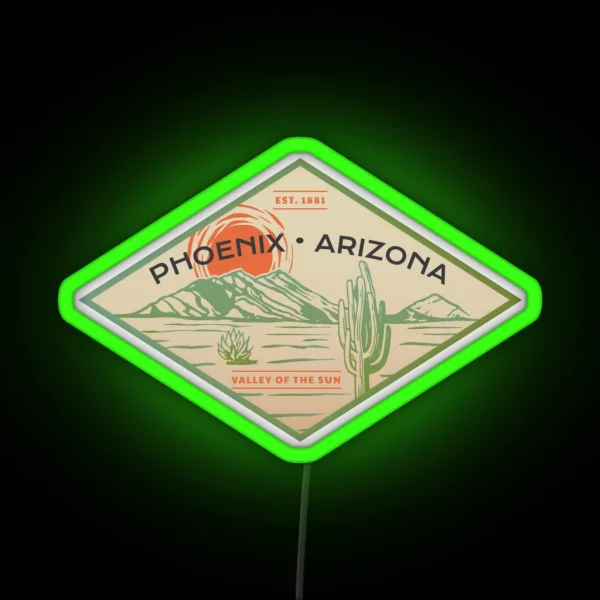 Vintage Phoenix Arizona Graphic RGB Neon Sign