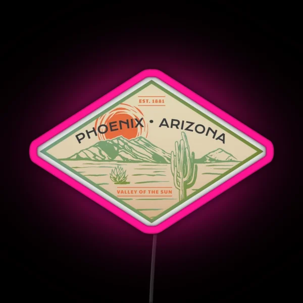 Vintage Phoenix Arizona Graphic RGB Neon Sign