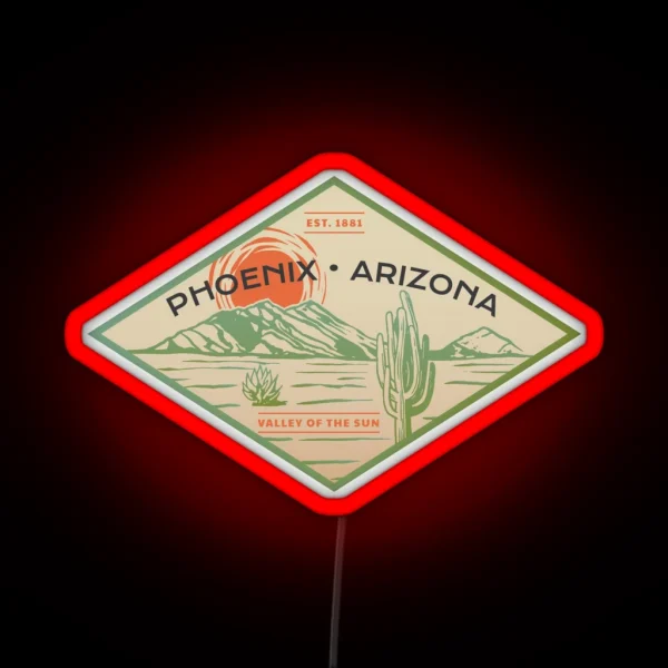 Vintage Phoenix Arizona Graphic RGB Neon Sign
