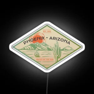 Vintage Phoenix Arizona Graphic RGB Neon Sign