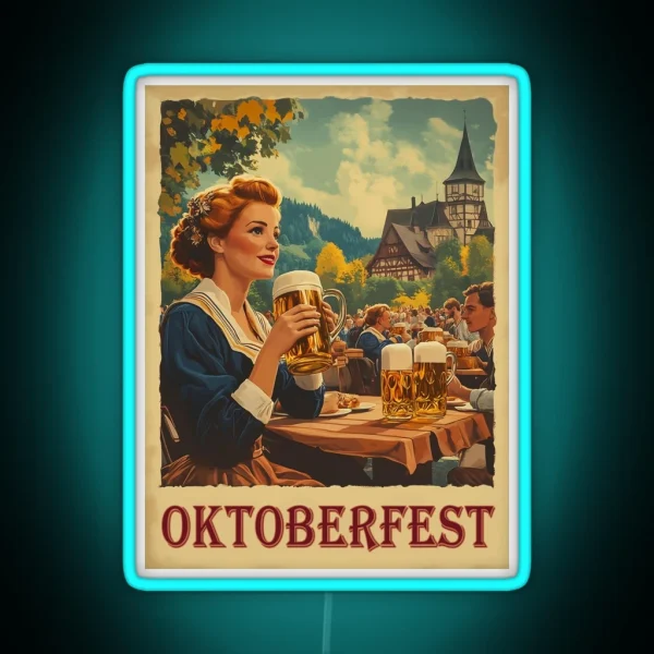 Vintage Poster Oktoberfest RGB Neon Sign