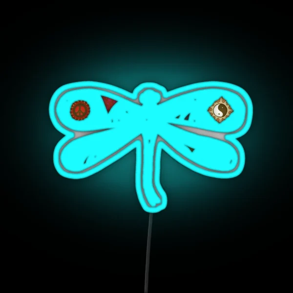 Vintage Psychedelic Dragonfly RGB Neon Sign