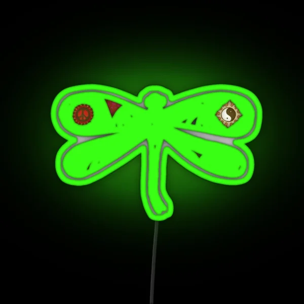 Vintage Psychedelic Dragonfly RGB Neon Sign