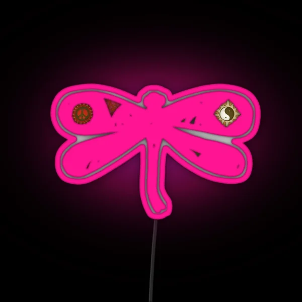 Vintage Psychedelic Dragonfly RGB Neon Sign