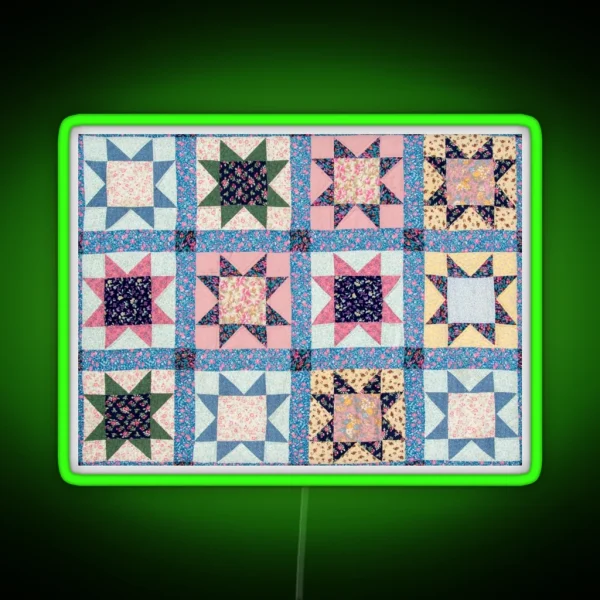 Vintage Quilt Pattern RGB Neon Sign