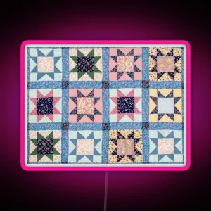 Vintage Quilt Pattern RGB Neon Sign