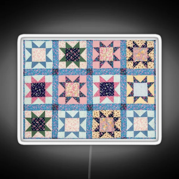 Vintage Quilt Pattern RGB Neon Sign