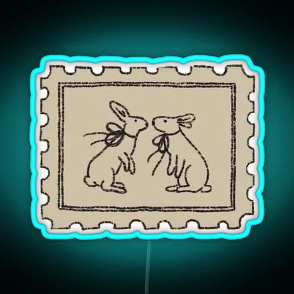 Vintage Rabbit Stamp RGB Neon Sign