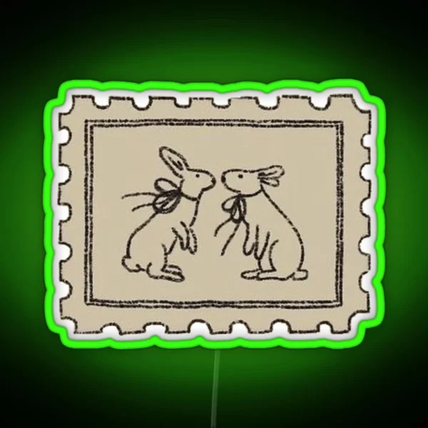 Vintage Rabbit Stamp RGB Neon Sign