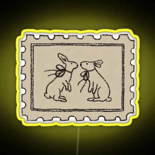Vintage Rabbit Stamp RGB Neon Sign