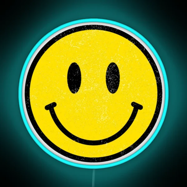 Vintage Retro Happy Smiley Face 80s 90s Aesthetic RGB Neon Sign